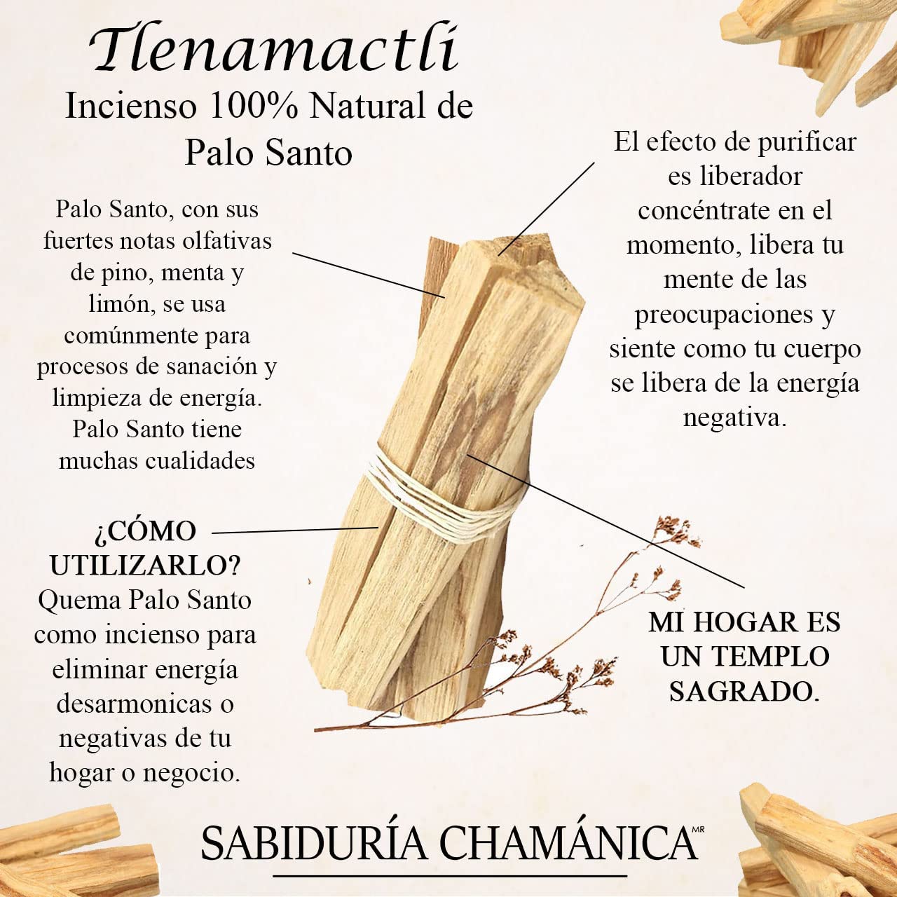 SABIDURÍA CHAMÁNICA Incienso Maderas Palo Santo, Yoga, Reiki, Aromaterapia, Relajacion, sanacion, Limpiar energias, Vibraciones, Mejorar animo, Elimina Malas energias