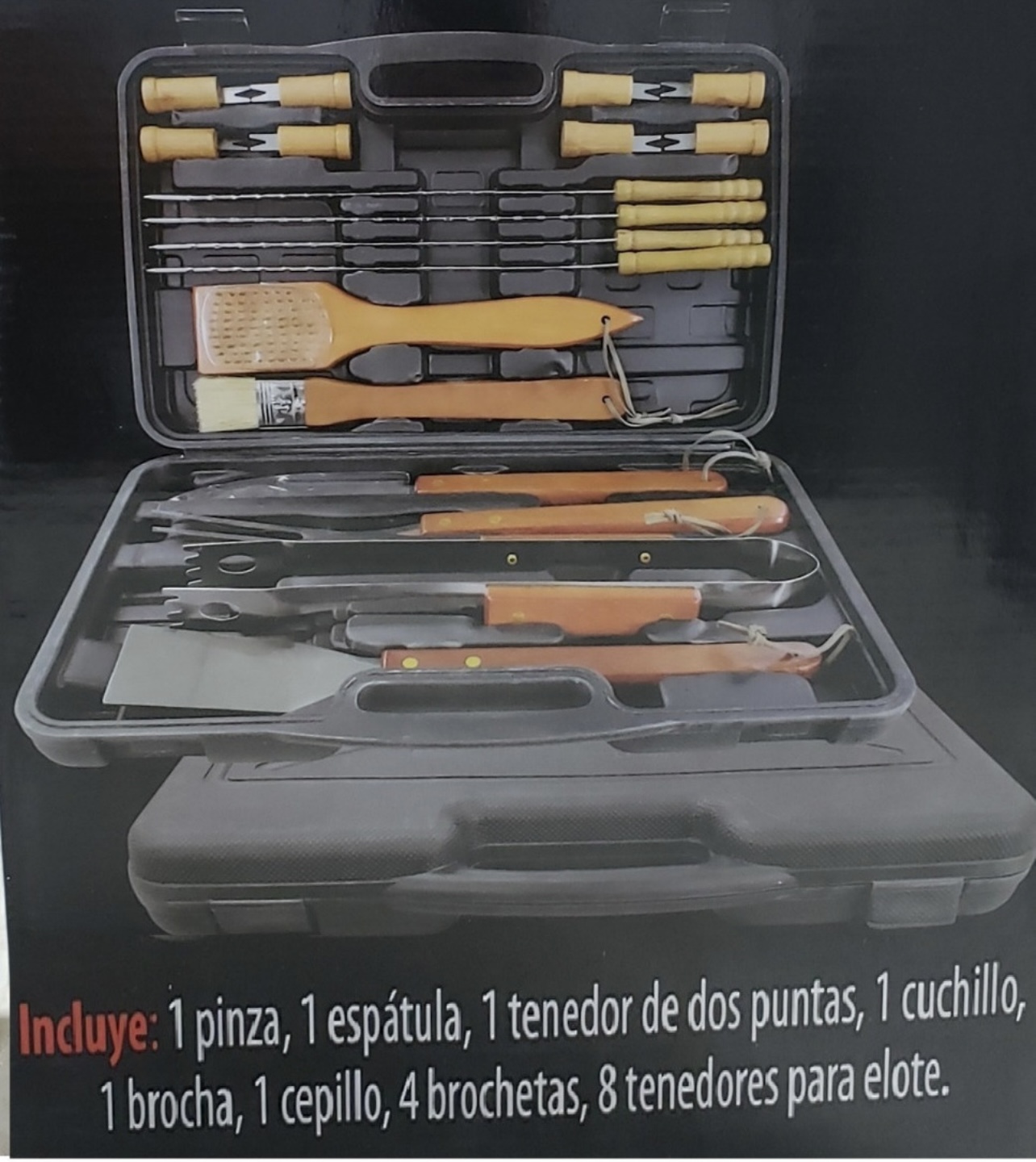 Estuche Set De 18 Utensilios Para Asador En Acero Inoxidable