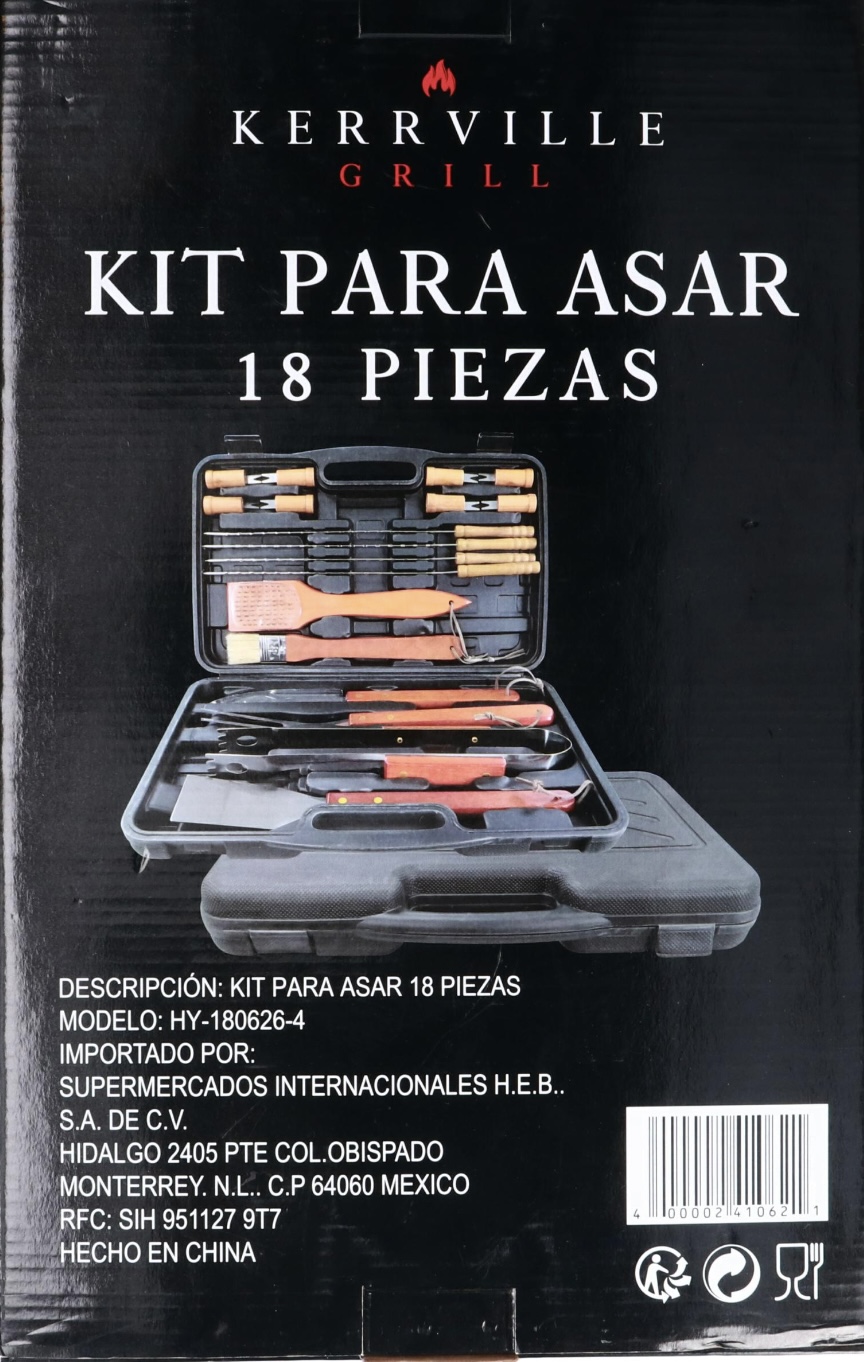 Estuche Set De 18 Utensilios Para Asador En Acero Inoxidable