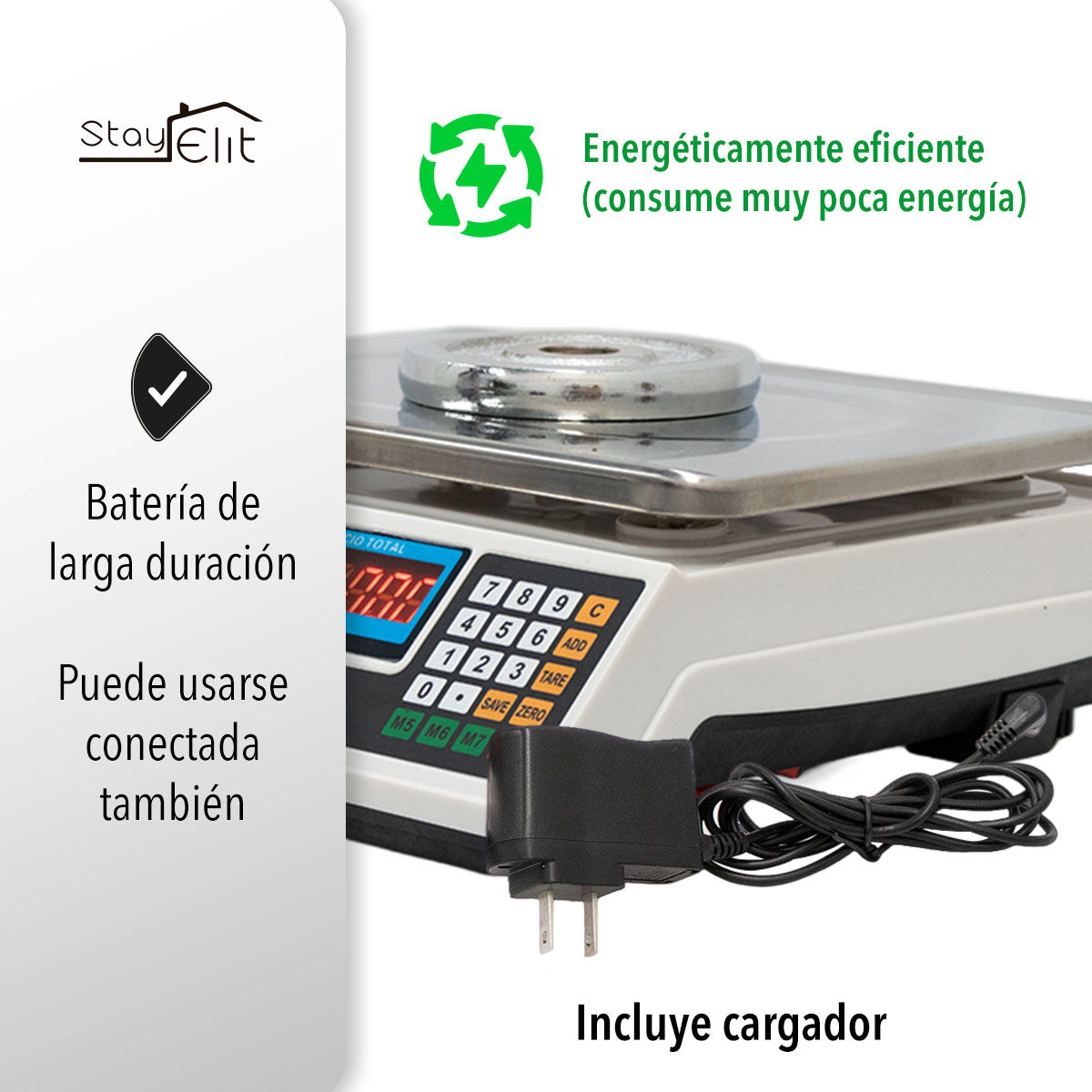 Báscula Comercial Stay Elit Recargable Hasta 40kg Negocio