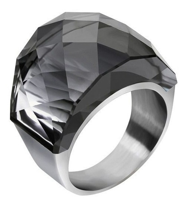 Anillo Cristal Facetado, acero inoxidable. Envío gratis