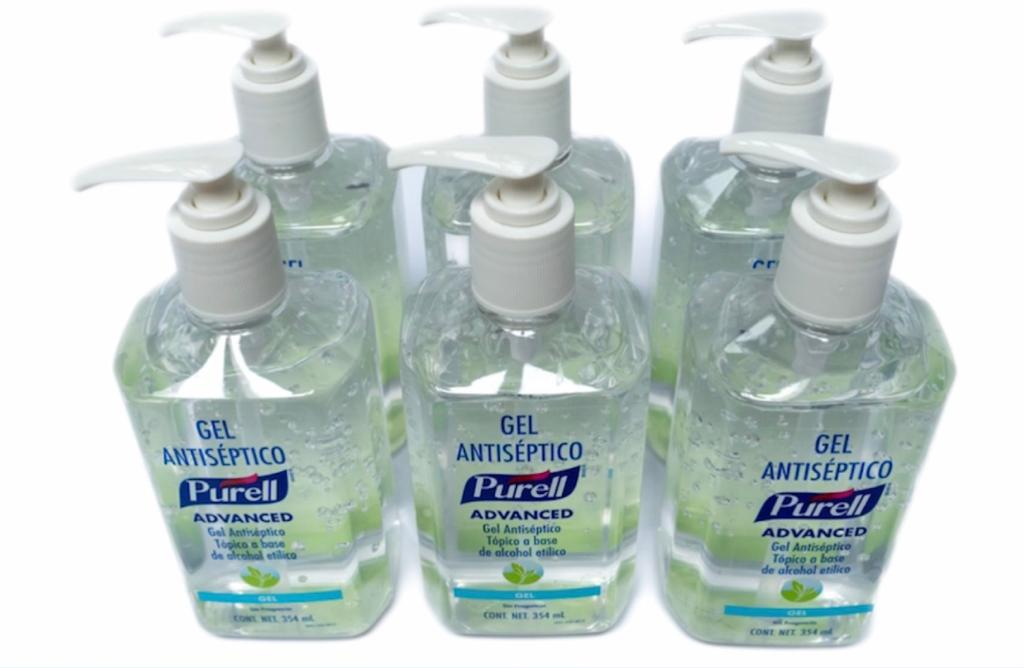 Gel Antibacterial Purell.  Paquete con 6 piezas de 354 ml c/u .