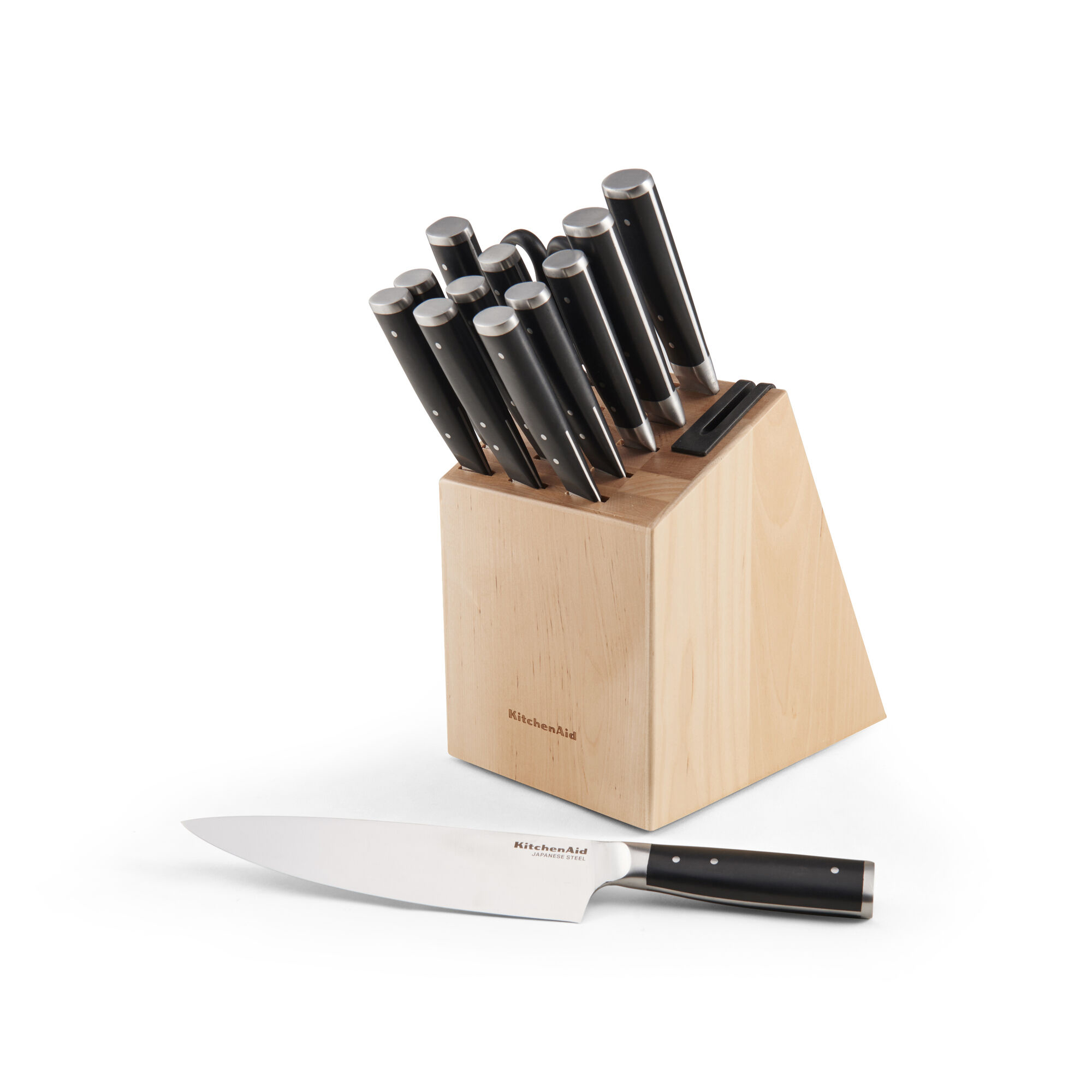Juego de cuchillos blancos con bloque – Juego de cuchillos de cocina  blancos de acero inoxidable forjado de 14 piezas con tijeras de cocina