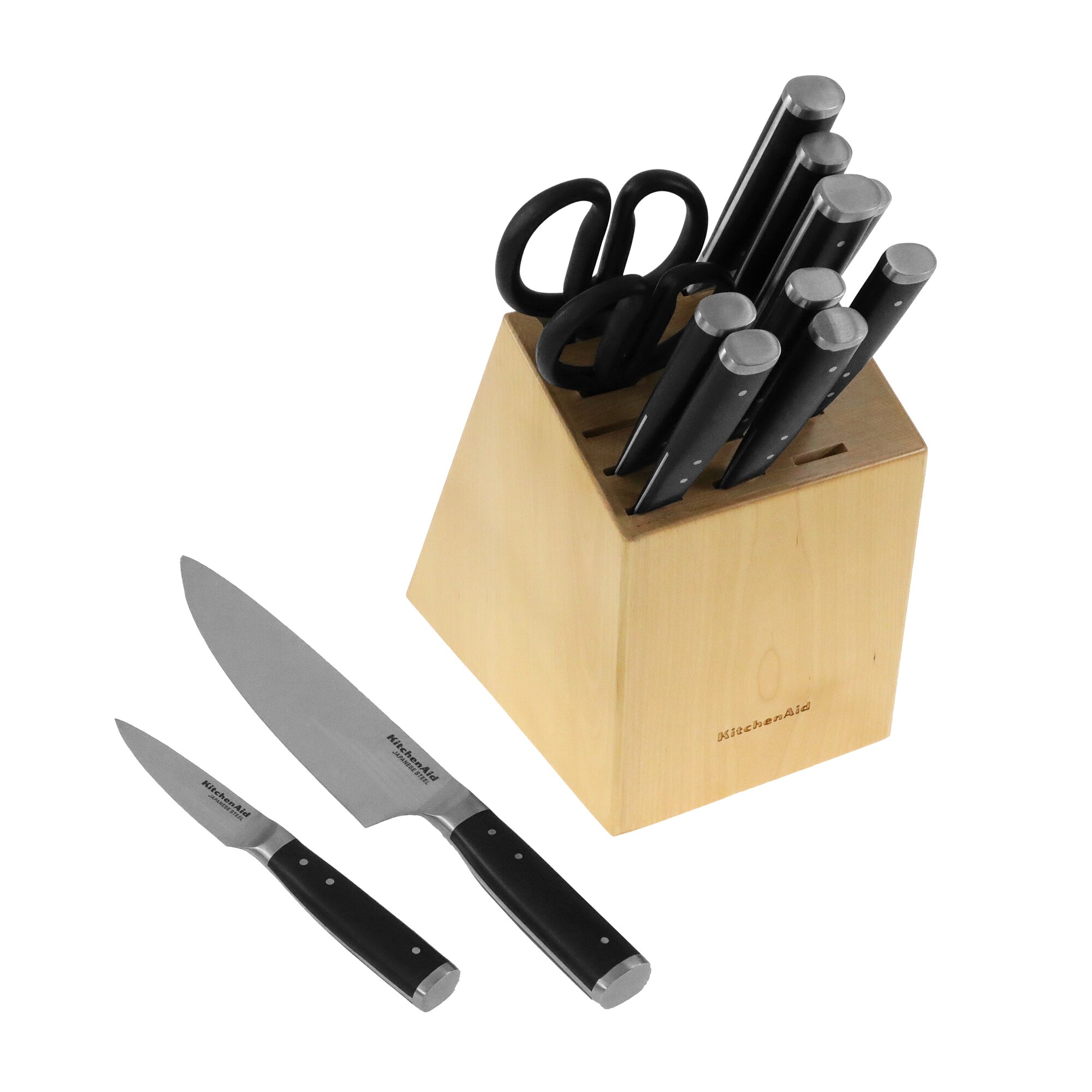 Bloque de Cuchillos KitchenAid Gourmet de 14 Piezas Hechos de Acero Forjado con Mango de Triple Rema