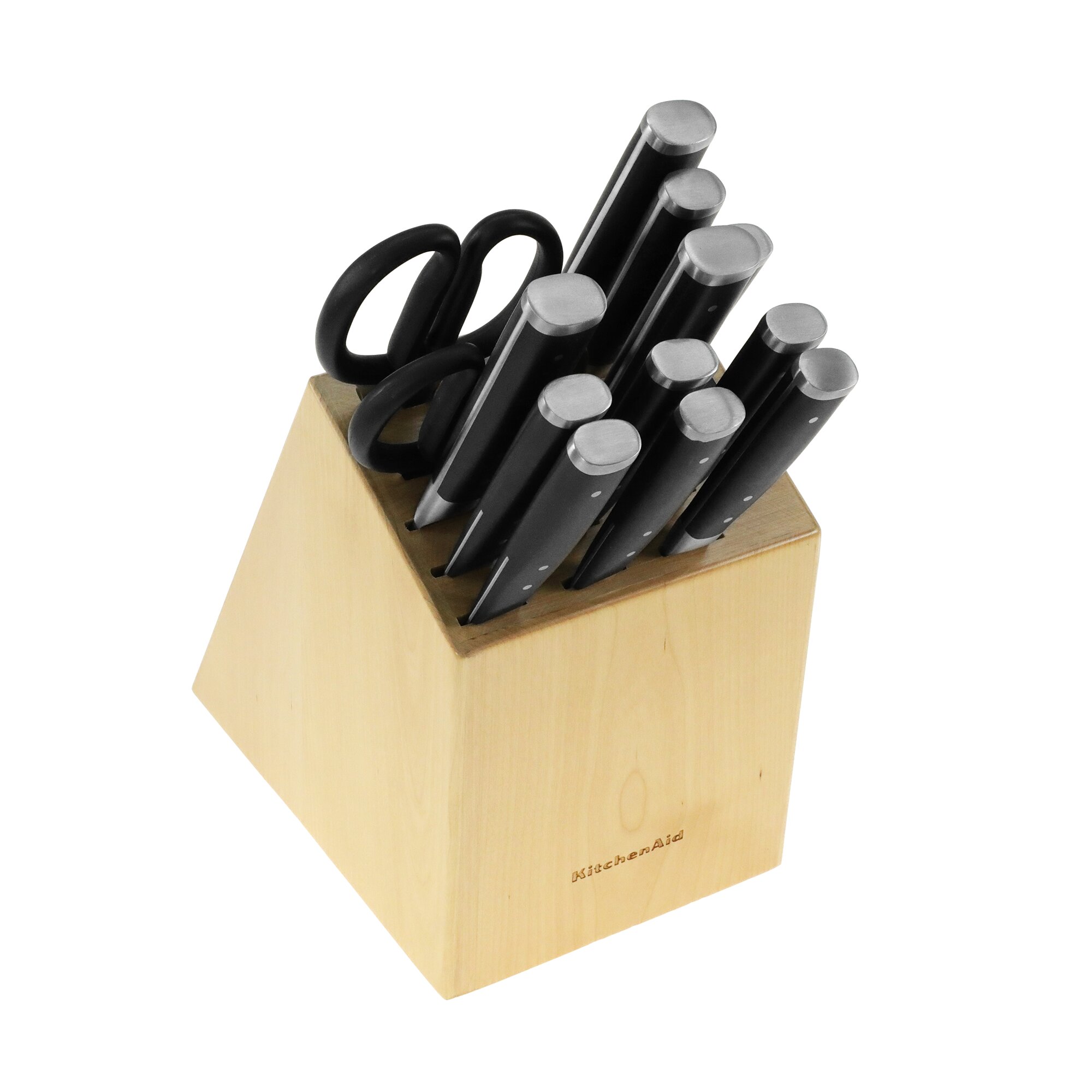 Bloque de Cuchillos KitchenAid Gourmet de 14 Piezas Hechos de Acero Forjado con Mango de Triple Rema