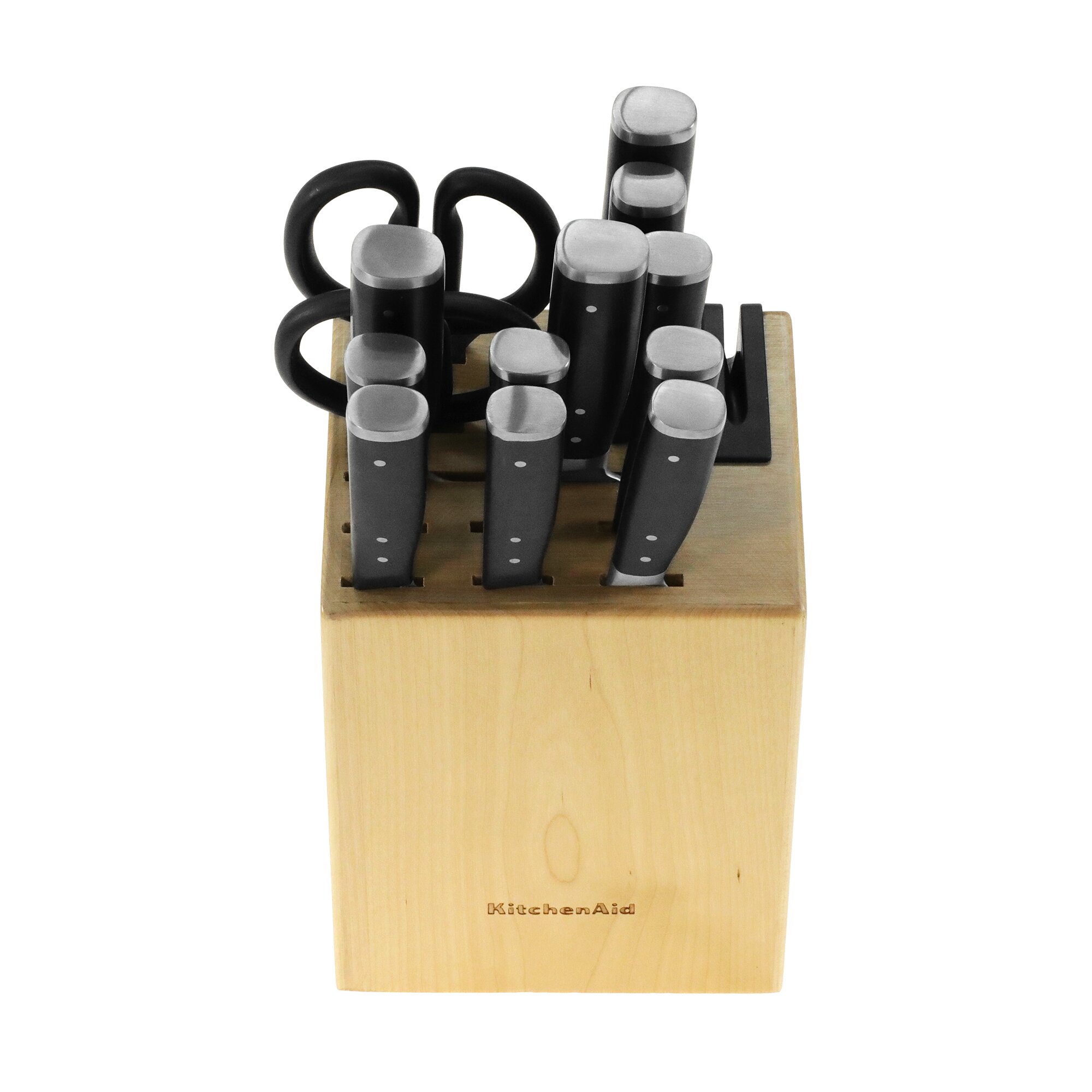 Bloque de Cuchillos KitchenAid Gourmet de 14 Piezas Hechos de Acero Forjado con Mango de Triple Rema