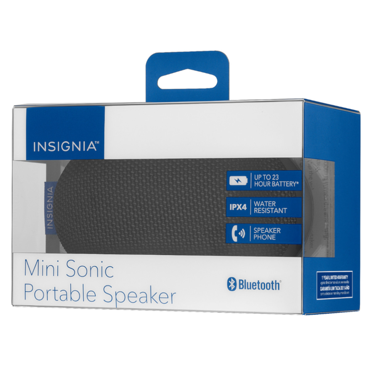 Bocina Insignia Mini Sonic Portátil Bluetooth IPX4 Auxiliar Negro