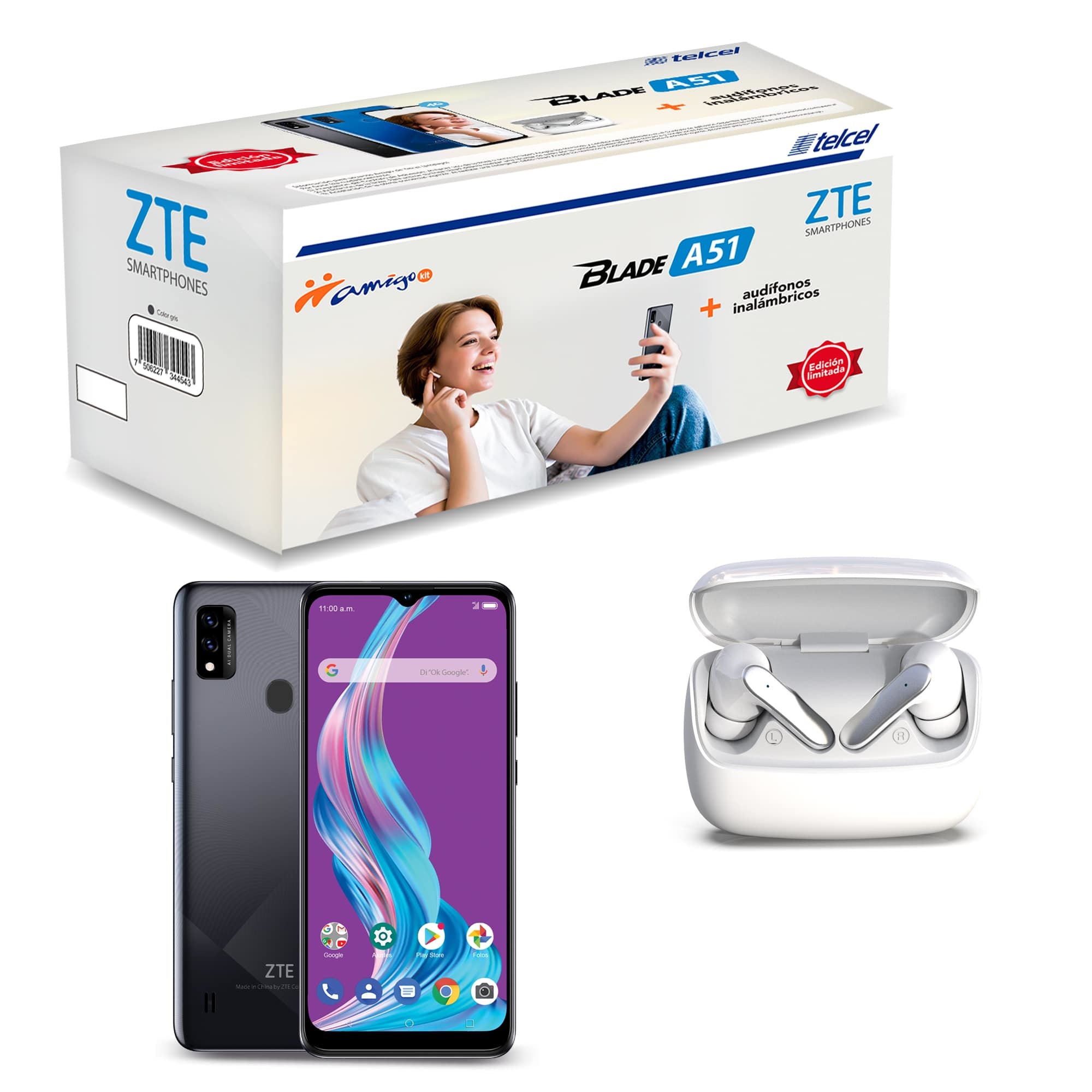 CELULAR ZTE LTE BLADE A51 64GB GR Y AUDIFONO KIT TELCEL