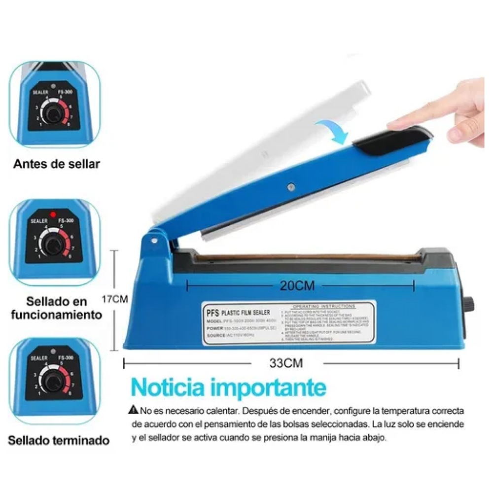 Maquina Selladora Bolsas Plastico Térmica Sella 20cm