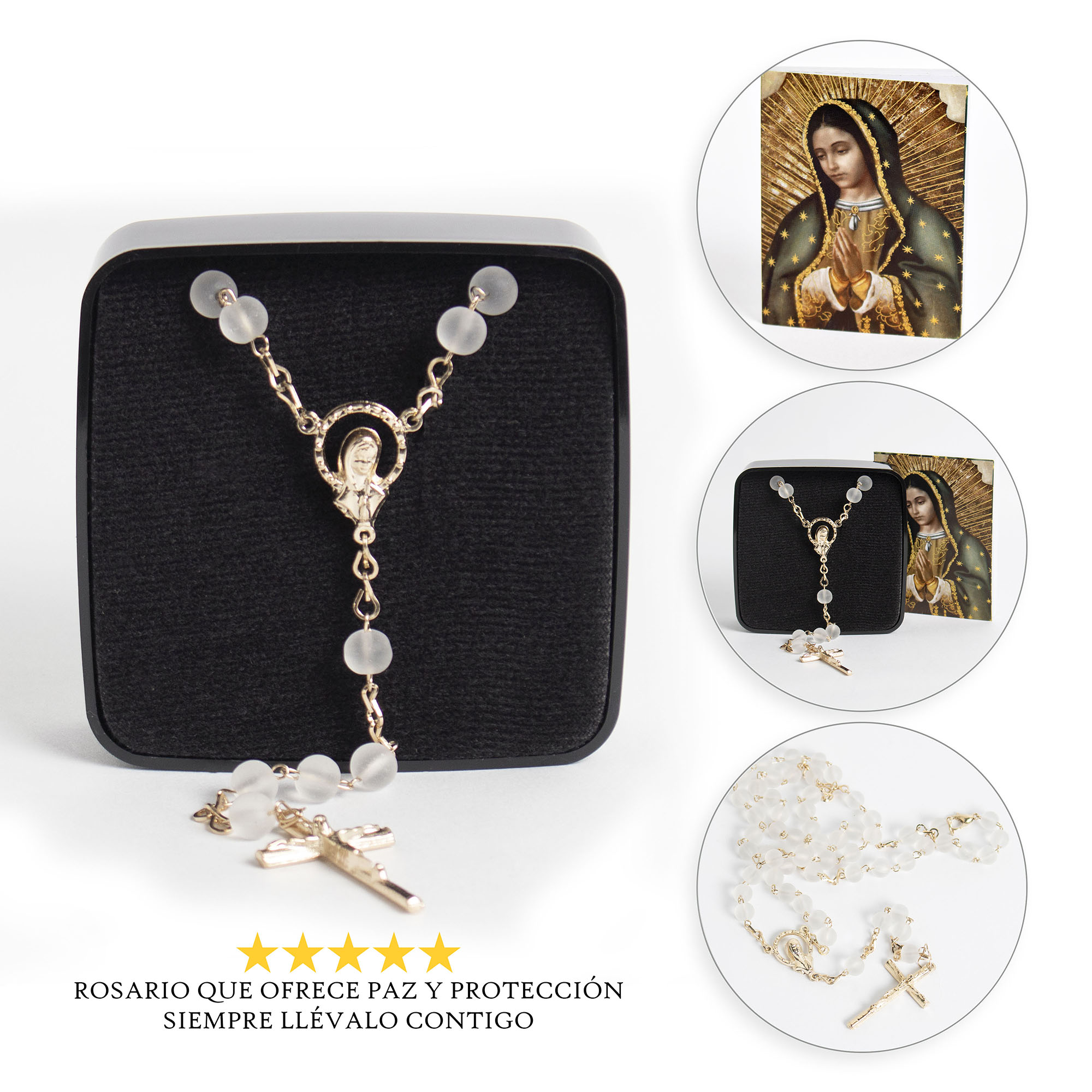 Rosario de Cuencas, con crucifijo y medalla milagrosa de la Virgen de Guadalupe Rosario de buena acción, Rosario de Paz