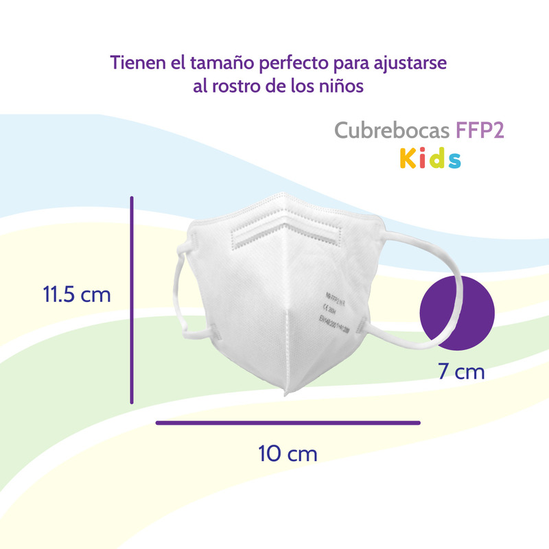 Cubrebocas Sudkeny Pharma Kids FFP2 Caja 45 Piezas Desechable Blanco Infantil