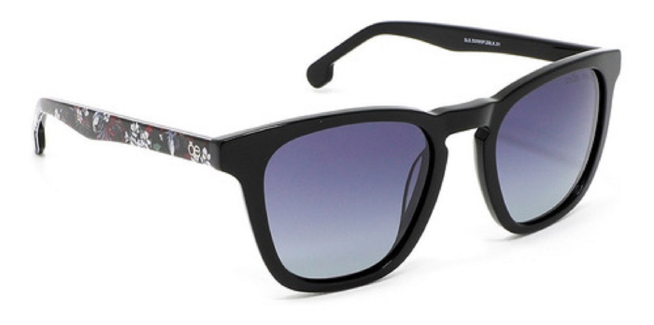 Lentes Cuadrados Estampado Floral En Varilla Color Negro