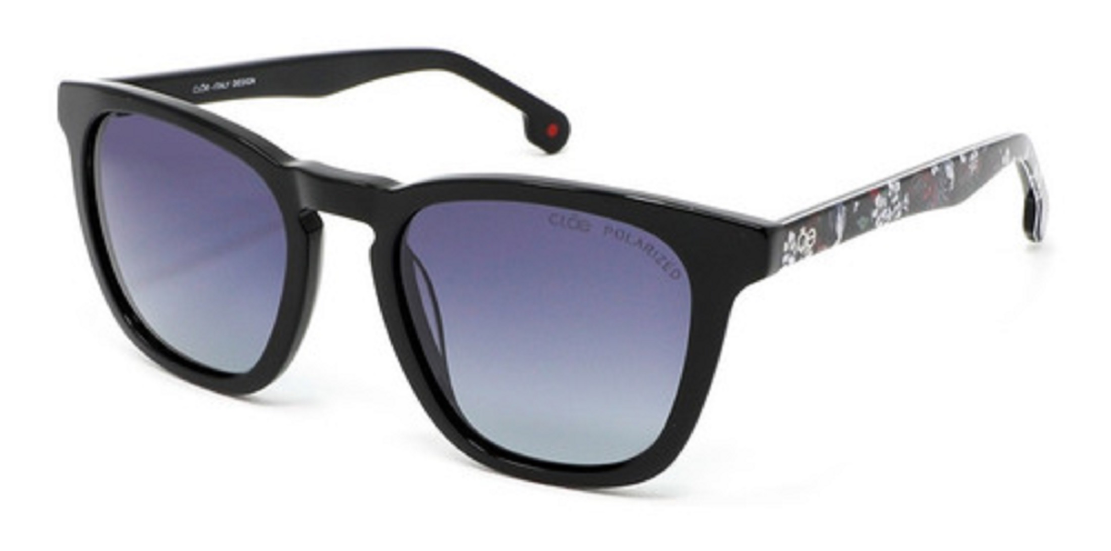 Lentes Cuadrados Estampado Floral En Varilla Color Negro