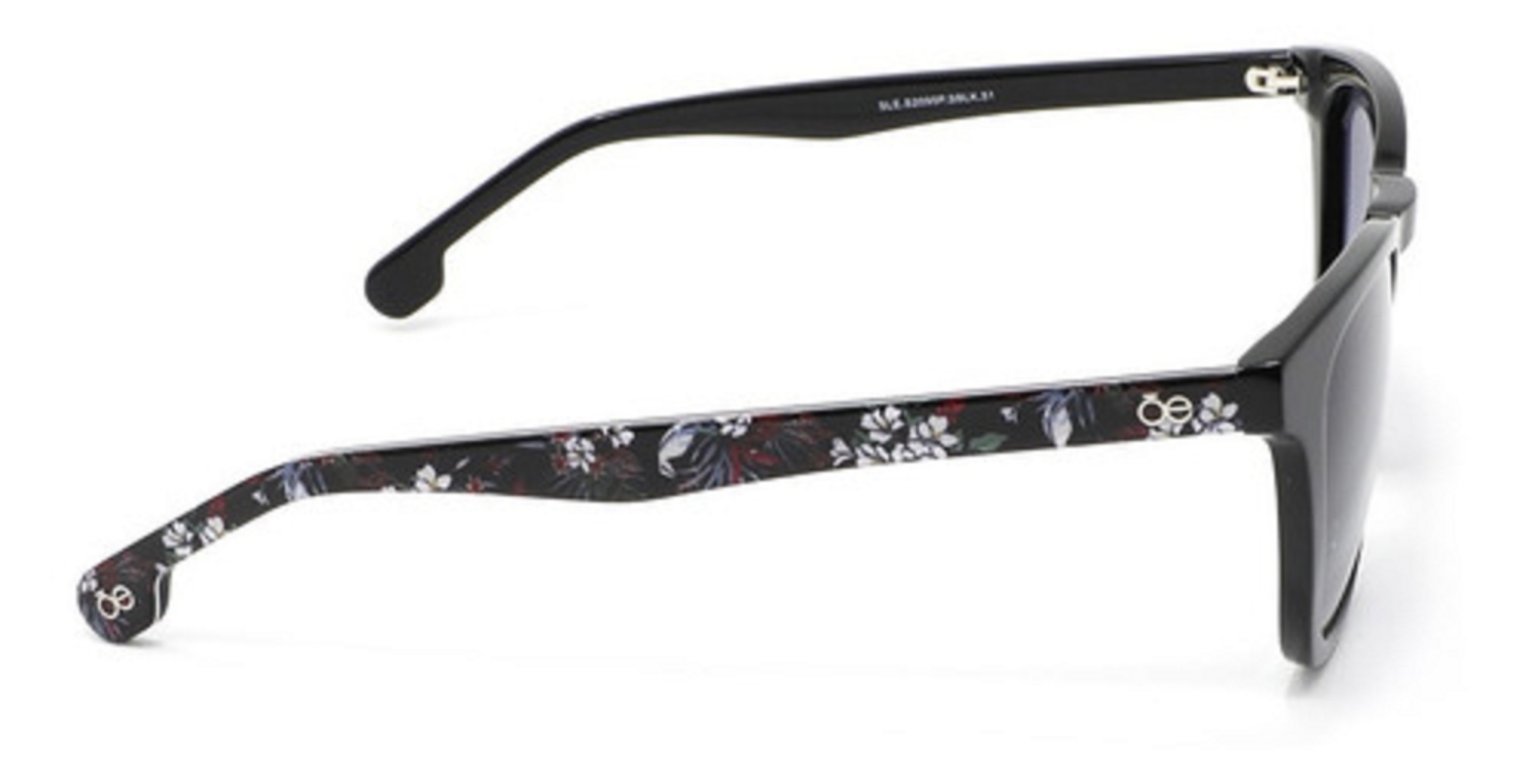 Lentes Cuadrados Estampado Floral En Varilla Color Negro