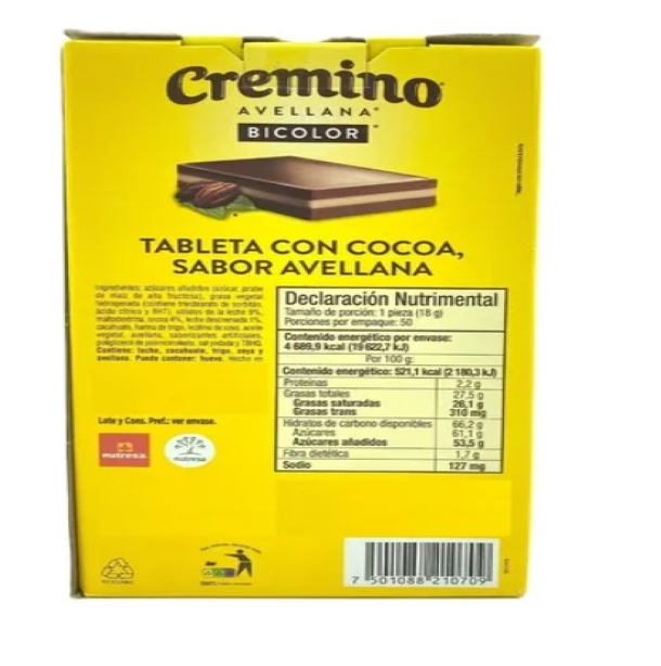 Chocolate Cremino Bicolor Caja con 50 piezas