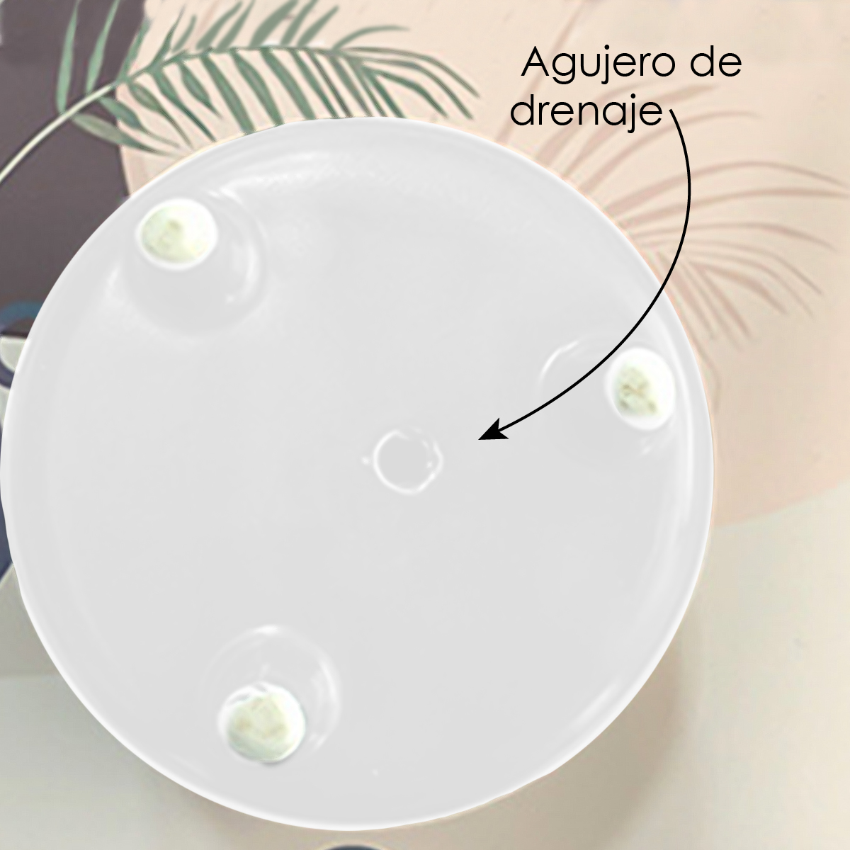 Macetero diseño craquelado maceta redondainterior/exterior (Blanco)