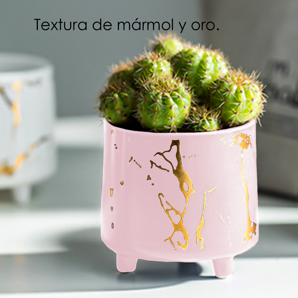 Macetero diseño craquelado maceta redonda interior/exterior (Rosa)