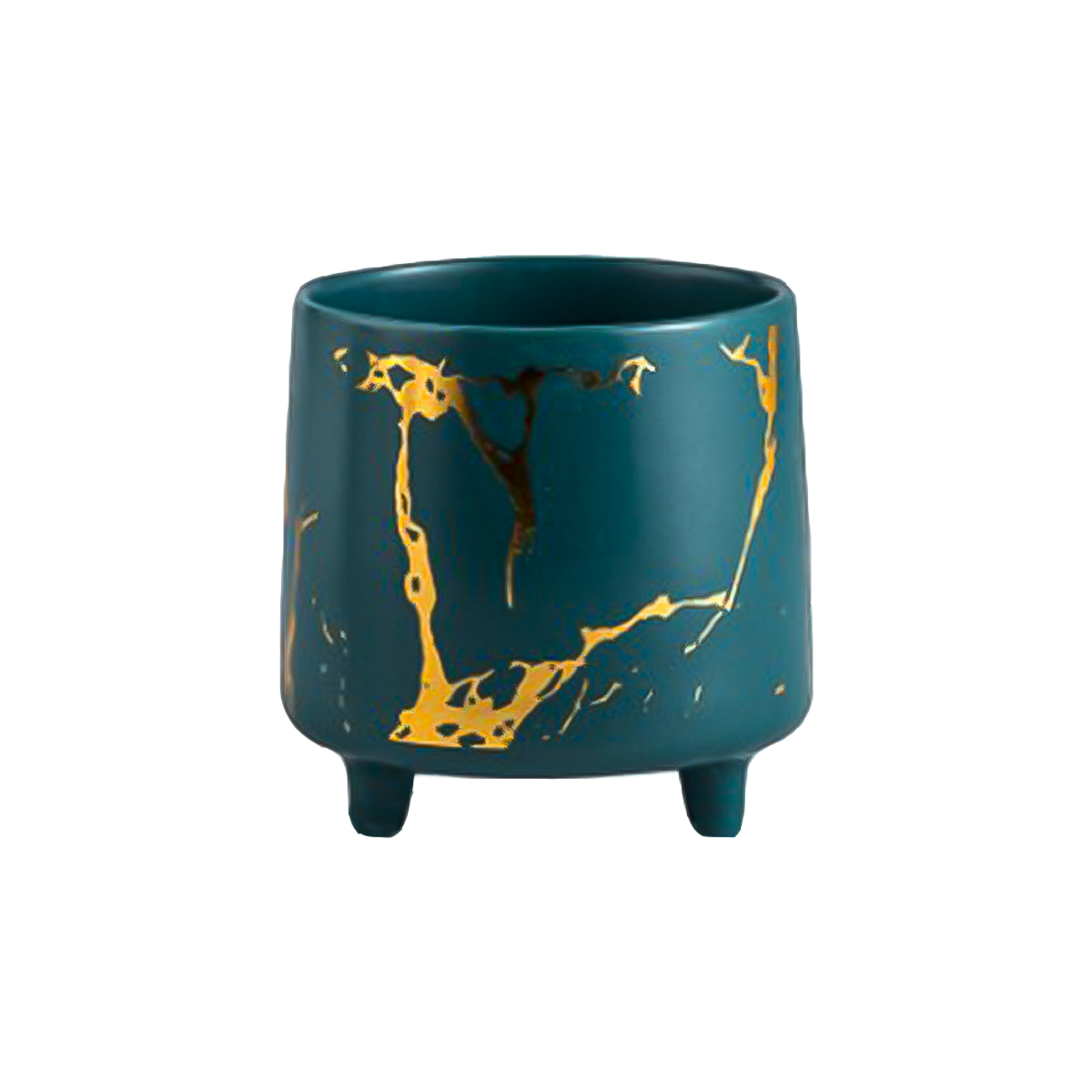 Macetero diseño craquelado maceta redonda interior/exterior (Verde)