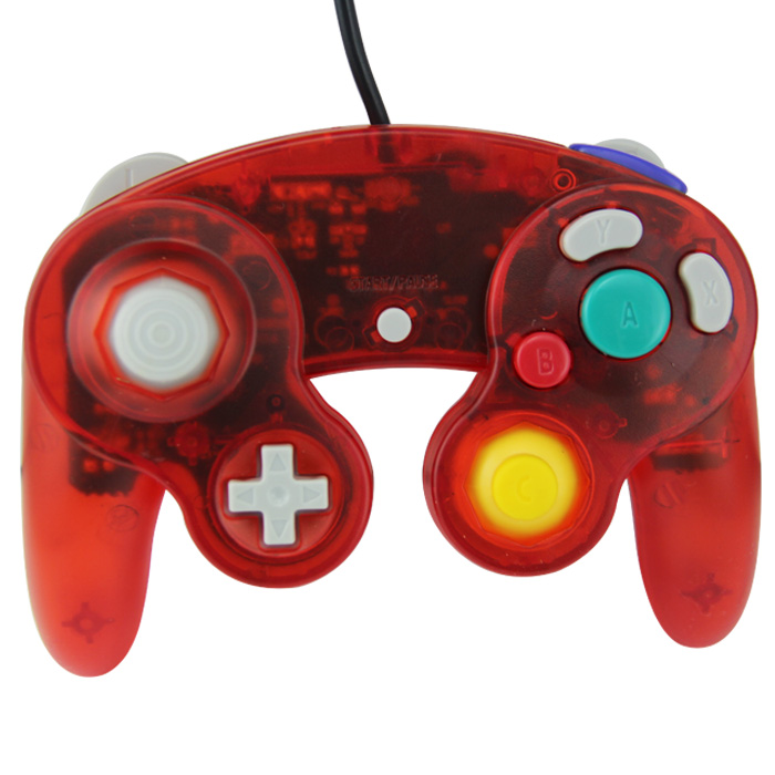 Control Genérico Compatible Para Gamecube Alámbrico Transparente Rojo