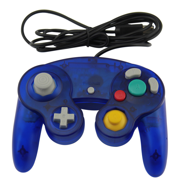 Control Genérico Compatible Para Gamecube Alámbrico Transparente Azul