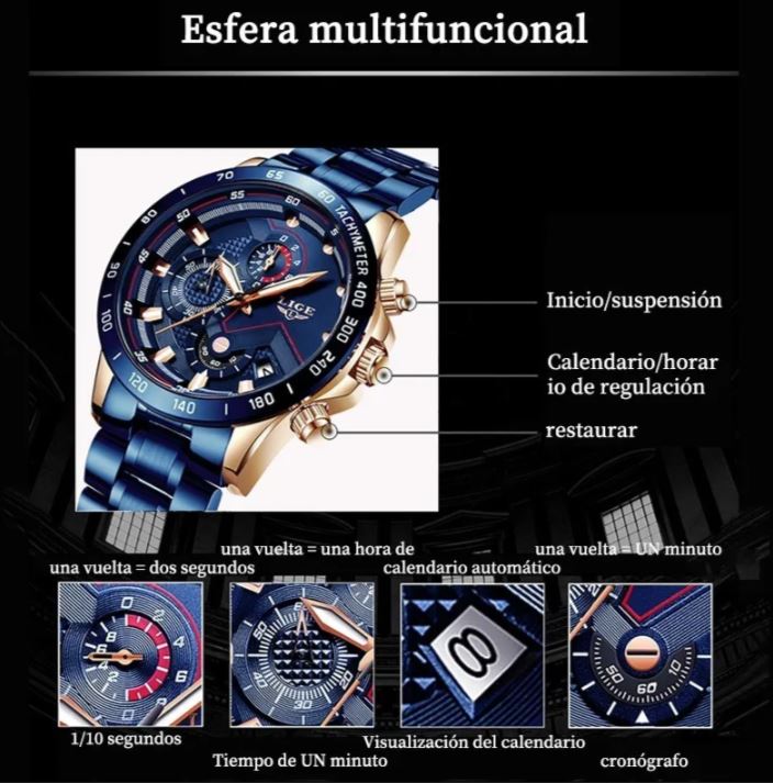 Reloj Lige - Reloj Deportivo Impermeable Para Hombre Color Azul