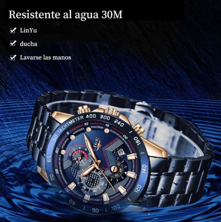 Reloj Lige - Reloj Deportivo Impermeable Para Hombre Color Azul