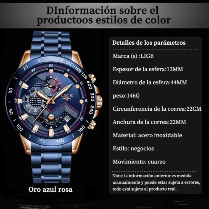 Reloj Lige - Reloj Deportivo Impermeable Para Hombre Color Azul