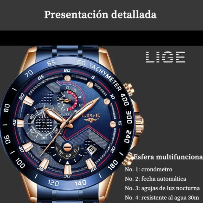 Reloj Lige - Reloj Deportivo Impermeable Para Hombre Color Azul