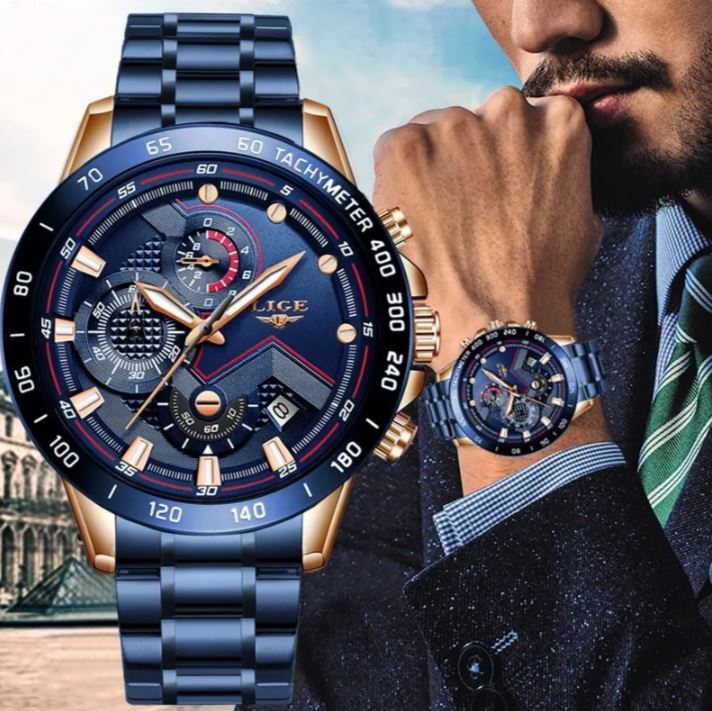 Reloj Lige - Reloj Deportivo Impermeable Para Hombre Color Azul