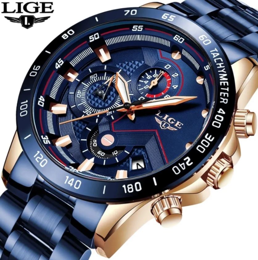 Reloj Lige - Reloj Deportivo Impermeable Para Hombre Color Azul
