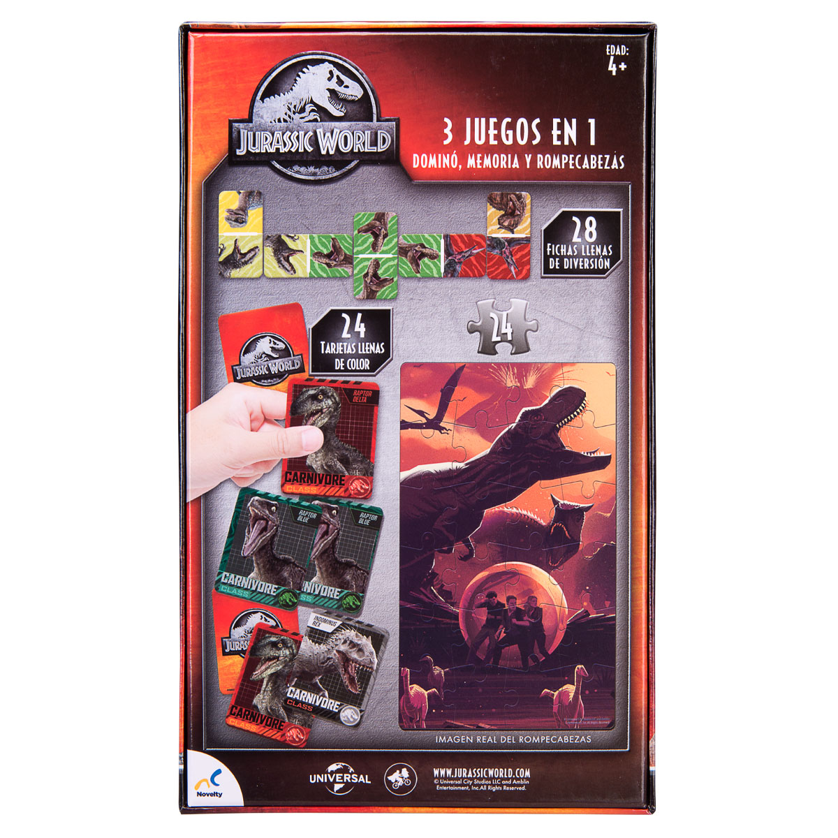 Set de Juegos 3 en 1 para Niños de Jurassic World Novelty