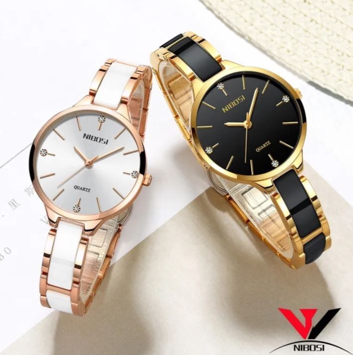 Reloj Nibosi Mujer Diamante Impermeable Cerámica 2330