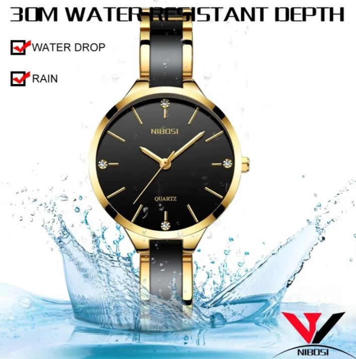 Reloj Nibosi Mujer Diamante Impermeable Cerámica 2330