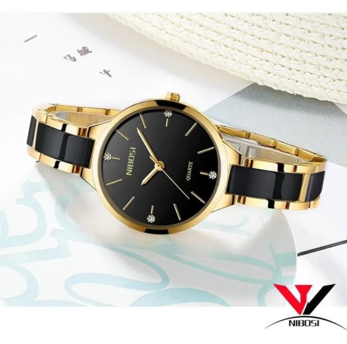 Reloj Nibosi Mujer Diamante Impermeable Cerámica 2330
