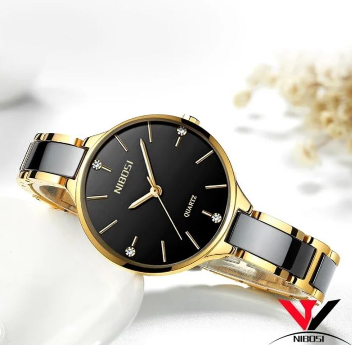 Reloj Nibosi Mujer Diamante Impermeable Cerámica 2330