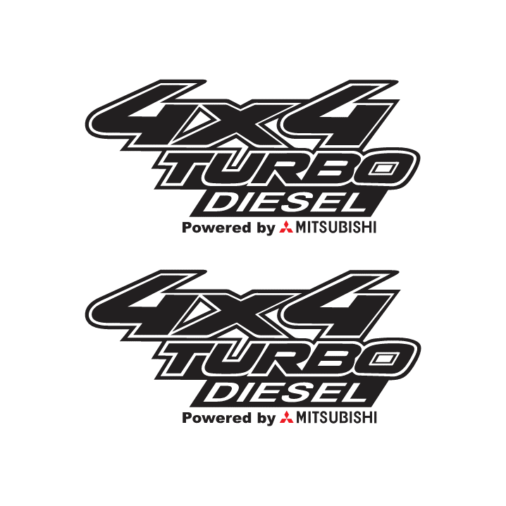 Sticker 4X4 Turbo Diesel Mitsubishi L200 Para Costados De Batea Pick Up