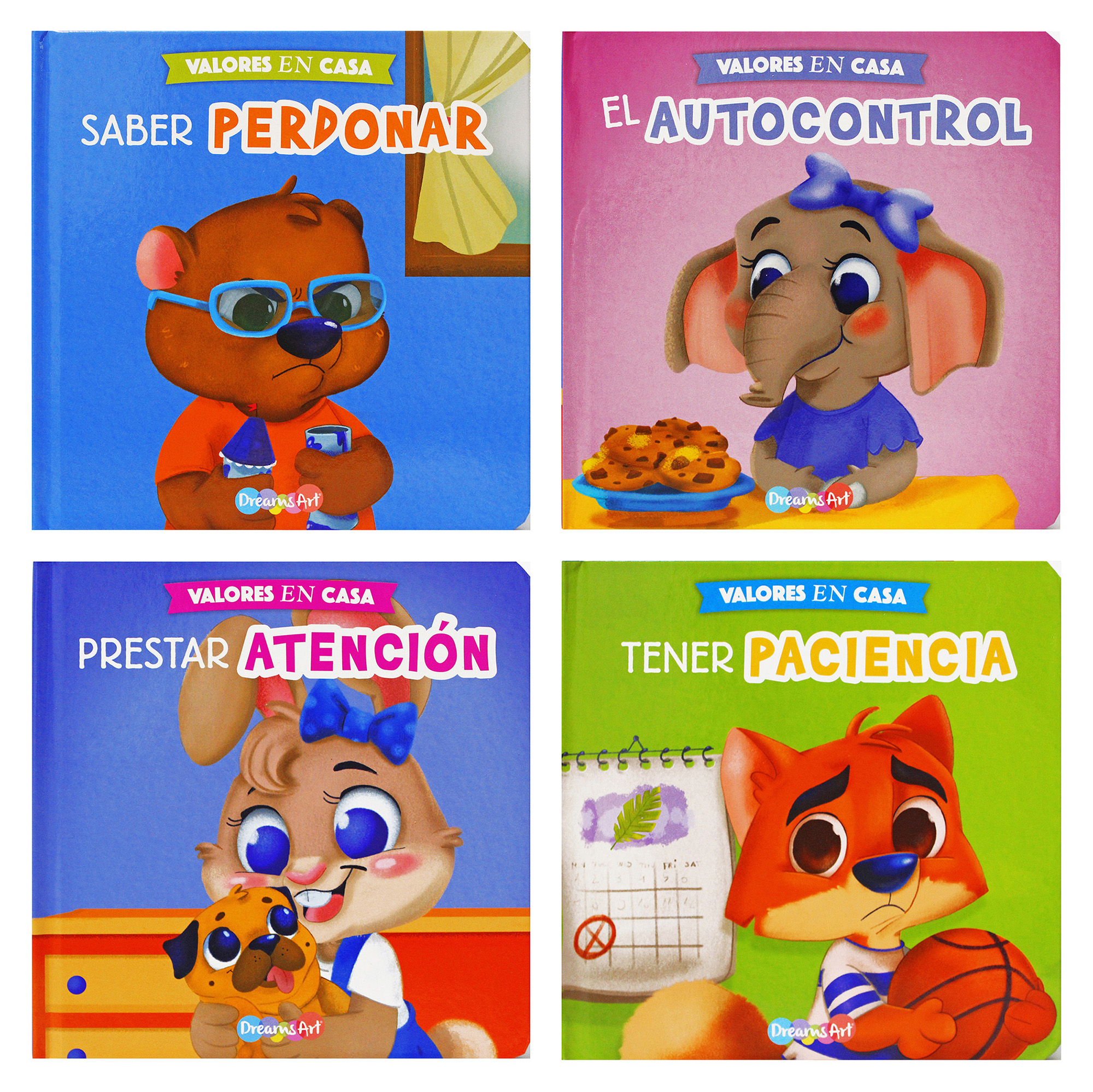 CUENTOS CON VALORES, INFANTILES, COLECCIÓN 4 LIBROS, ILUSTRADOS A COLOR, PASTA DURA