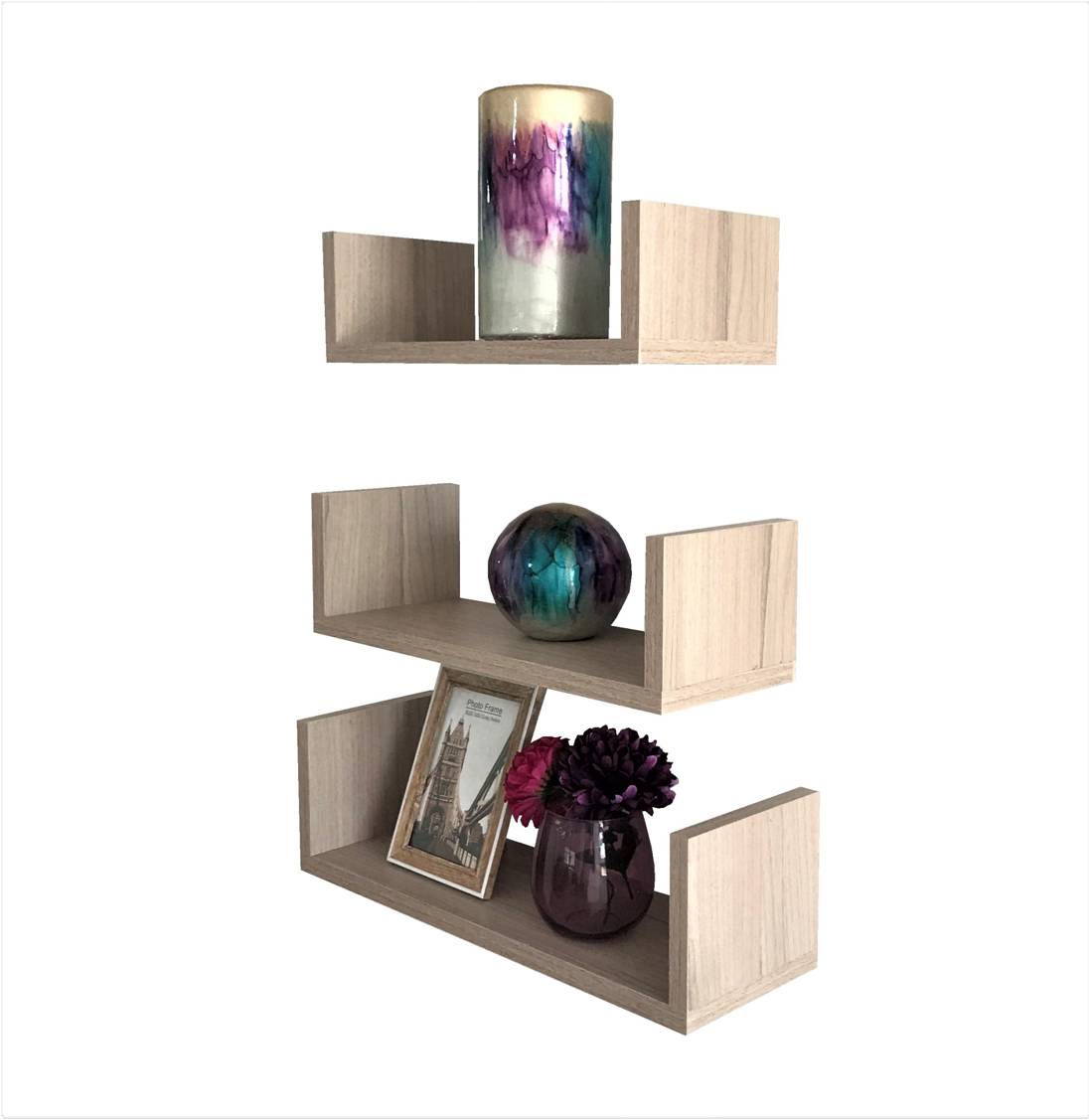 3 Repisas Flotantes Minimalistas Melamina Vintage 30, 40, 50 x 15 U