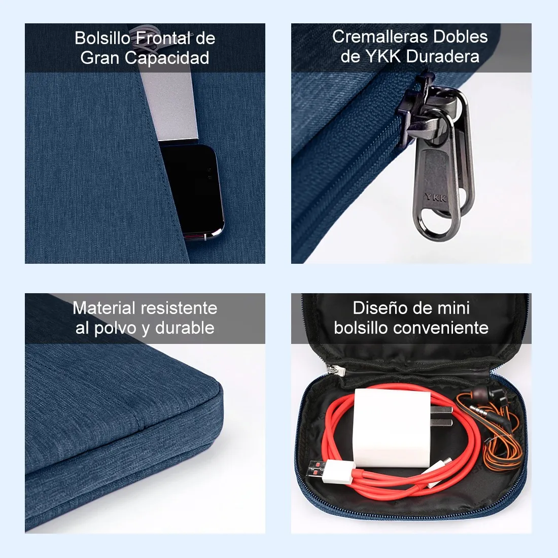 IMPERMEABLE FUNDA PARA LAPTOP 15.6'' PULGADAS AZUL OSCURO