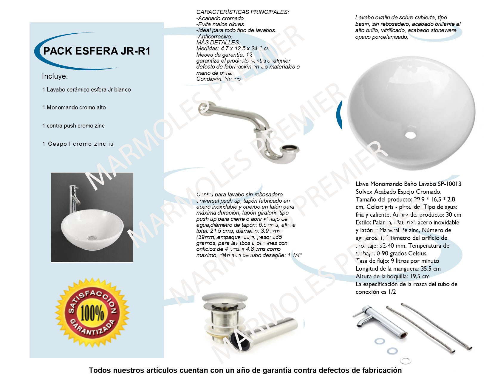 Pack Lavabo Ovalin Moderno+monomando+ Contra+cespoll Cromado