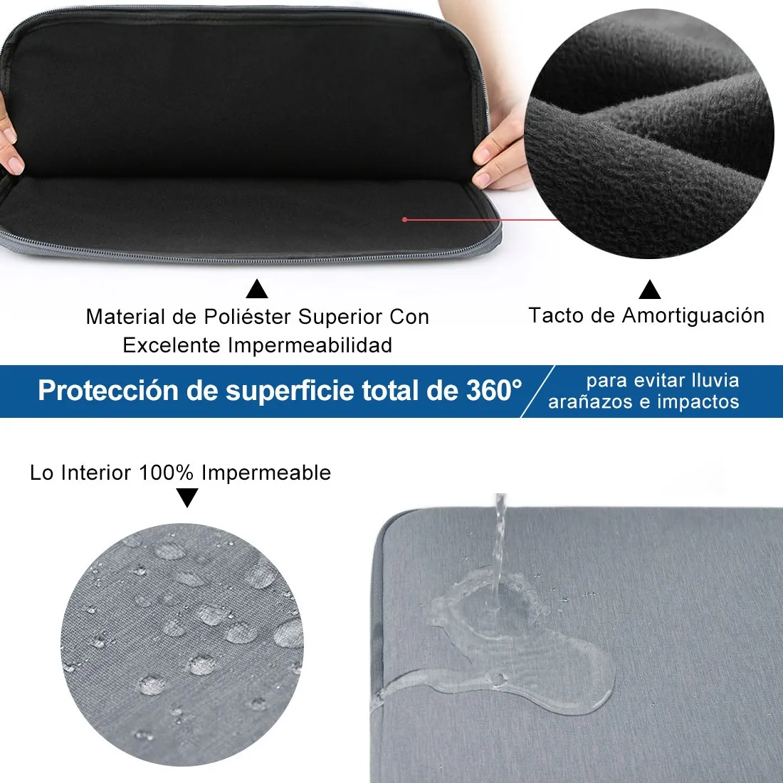 Impermeable Funda Para Laptop 15.6'' Pulgadas Gris