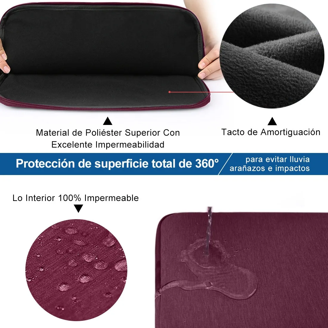 Impermeable Funda Para Laptop 15.6'' Pulgadas Rojo