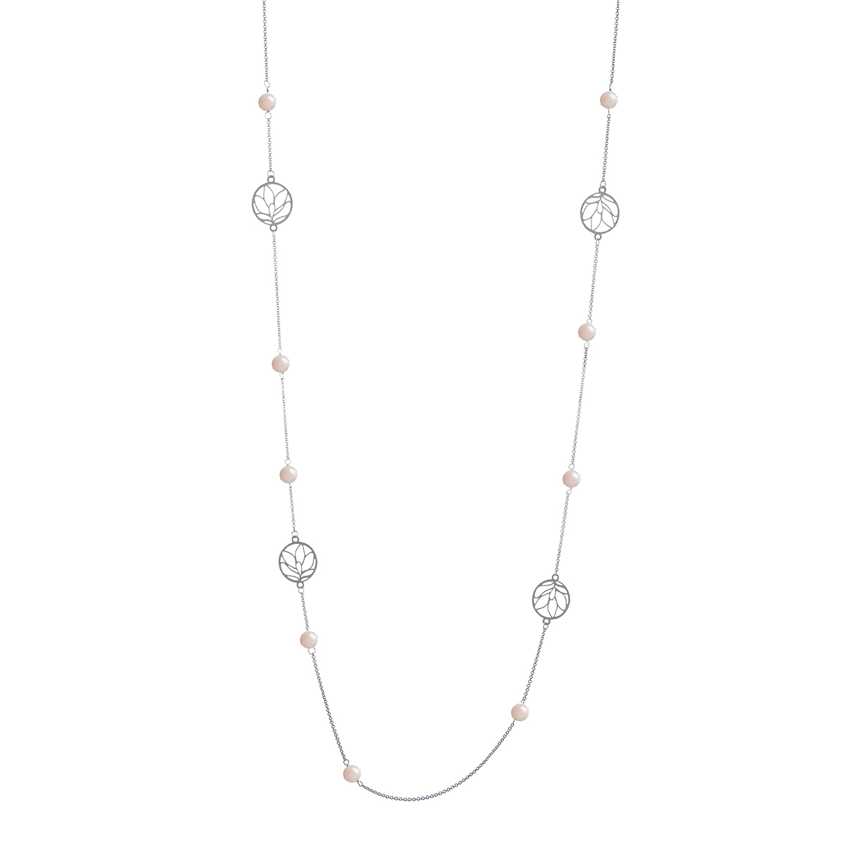 Collar Largo Amapola de Plata con Cuarzo Rosa, Anante Joyería para Mujer