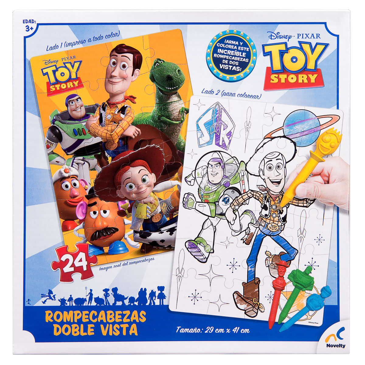 Rompecabeza para Niños Doble Vista + Crayones de Toy Story