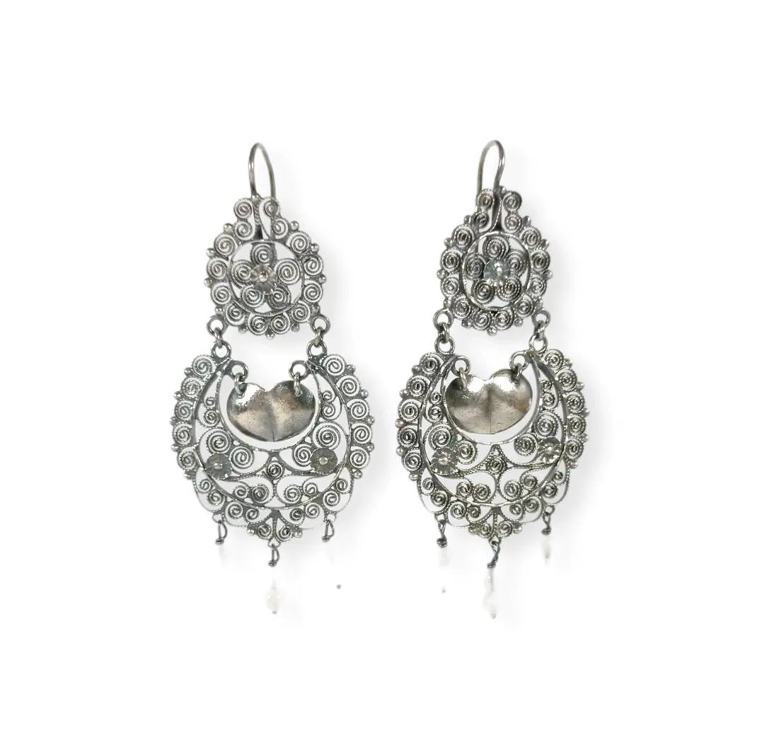 Pendientes largos vintage de plata