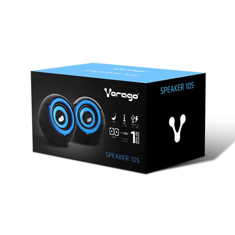 BOCINAS VORAGO PARA COMPUTADORA O LAPTOP SONIDO ESTEREO ALAMBRICAS 3.5mm NEGRAS