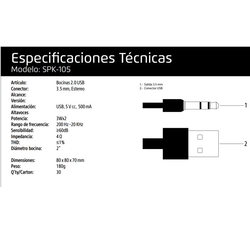 BOCINAS VORAGO PARA COMPUTADORA O LAPTOP SONIDO ESTEREO ALAMBRICAS 3.5mm NEGRAS