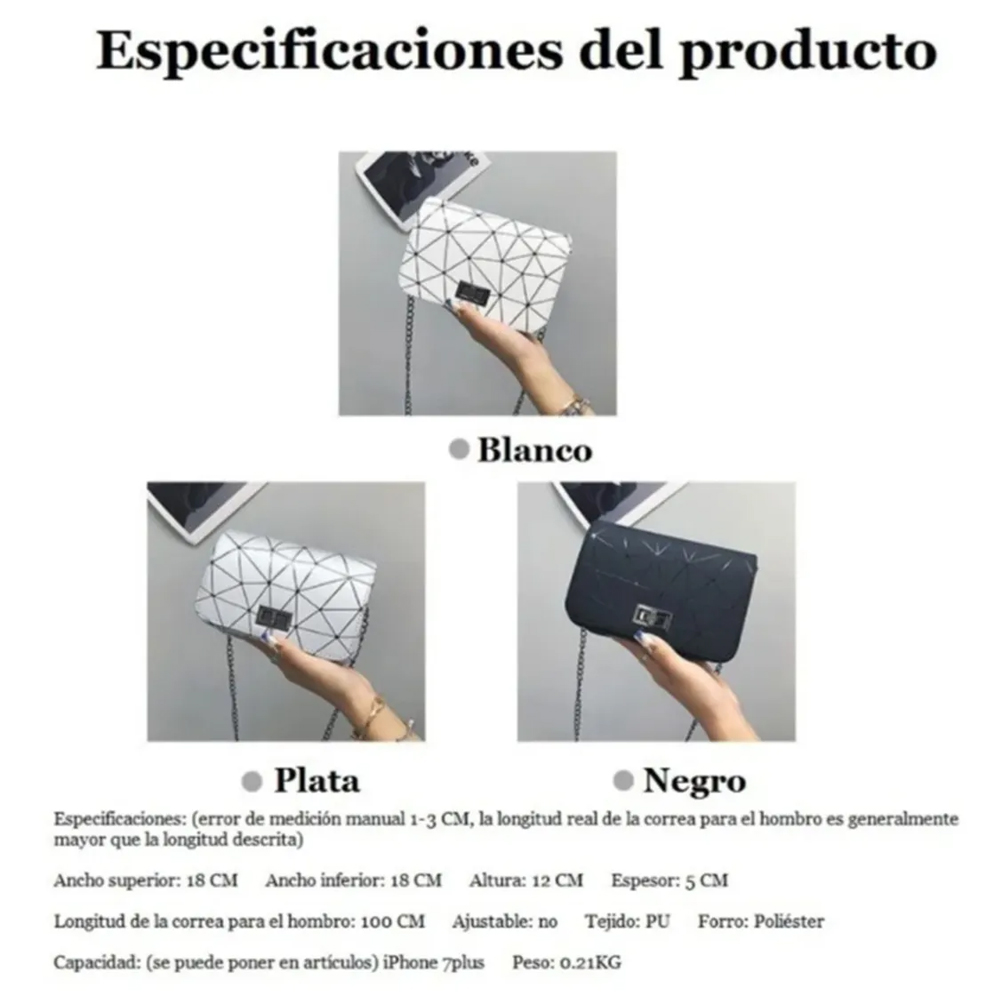 Bolsa Pequeñas Dama Tornasol Geometrica De Bolso Cruzada