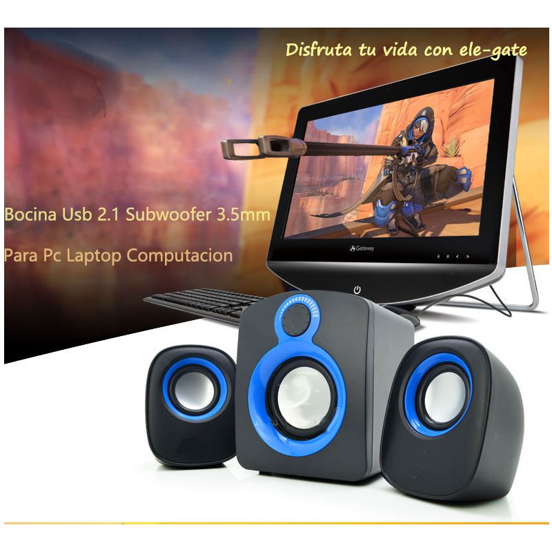 BOCINAS PARA COMPUTADORA O LAPTOP SONIDO ESTEREO BUEN SONIDO NEGRO/AZUL