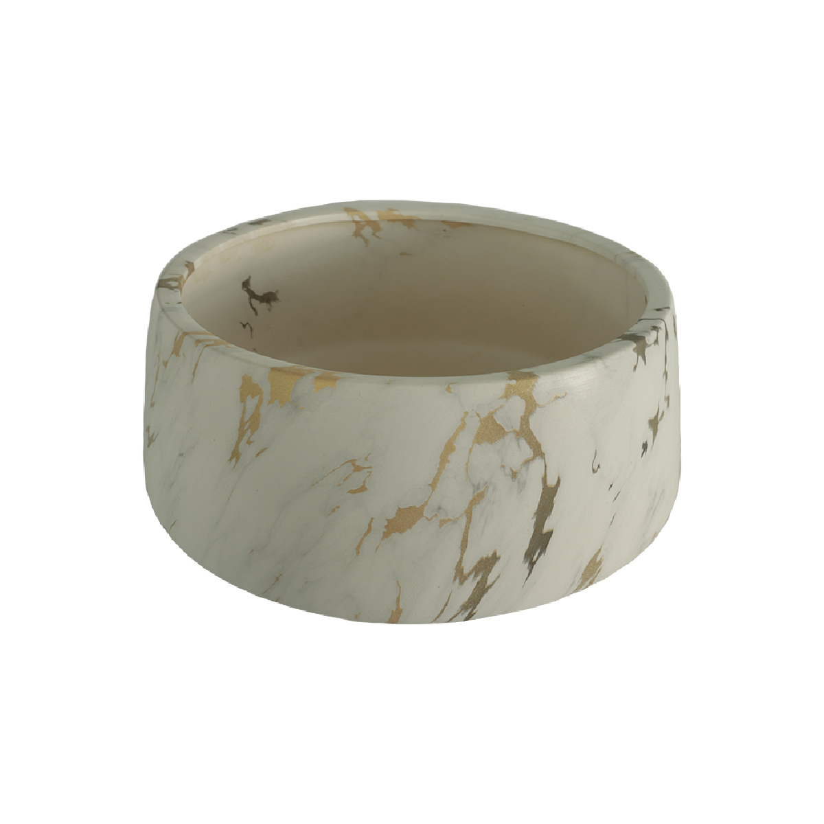 Macetero Efecto Mármol Maceta De Cerámica 27 Cm Diámetro (Dorado)